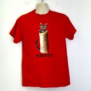 FSD - Cat In A Burrito Called Purrito Graphic Short Sleeve T Shirt Size Medium